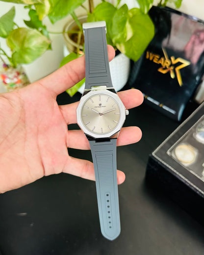 Slim and Rubber Soft Strap Waterproof Watch with magnetic Lock