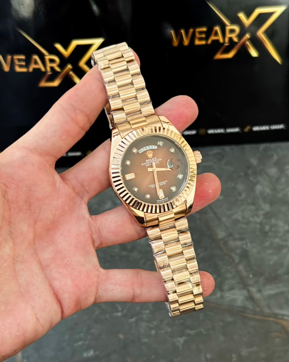 RLX Rose Gold Day & Date Working with Taj Lock Rl-16
