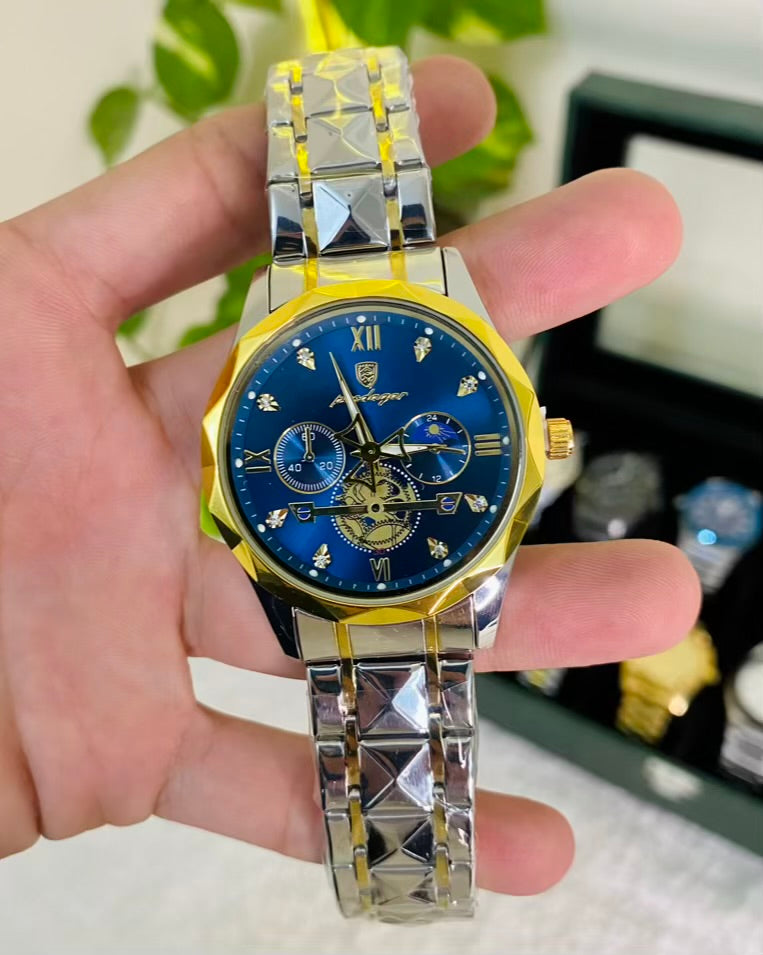 Two Tune Straps Blue Dail Date working Watch
