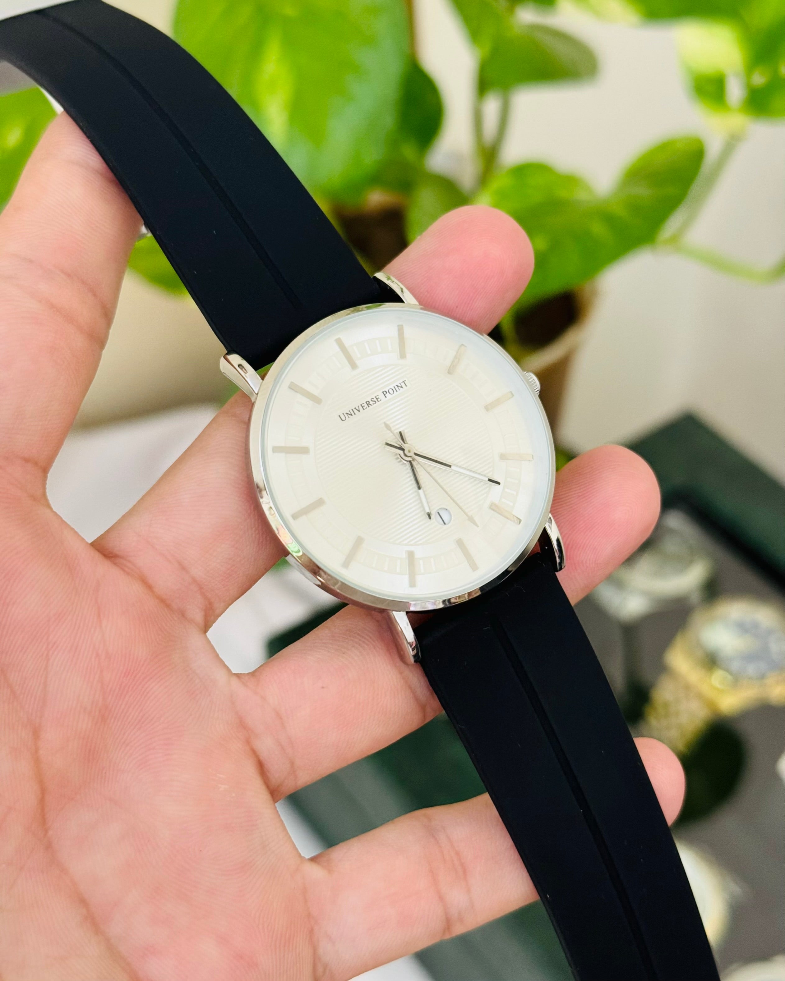 Slim and Rubber Soft Strap Waterproof Watch with magnetic Lock