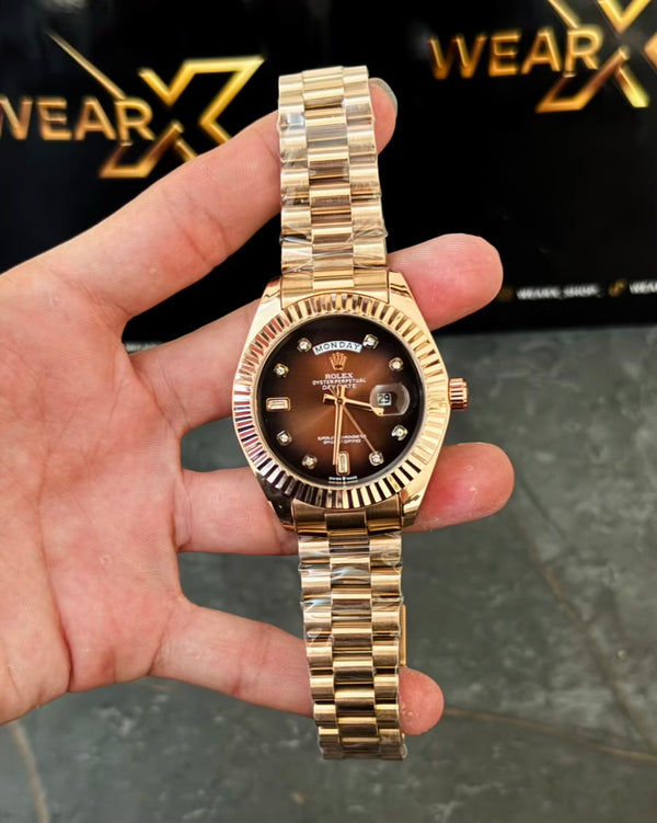 RLX Rose Gold Day & Date Working with Taj Lock Rl-16