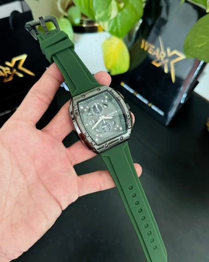 Green Strap Black Dail Sports Watch