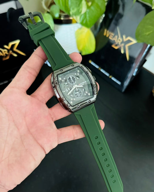 Green Strap Black Dail Sports Watch