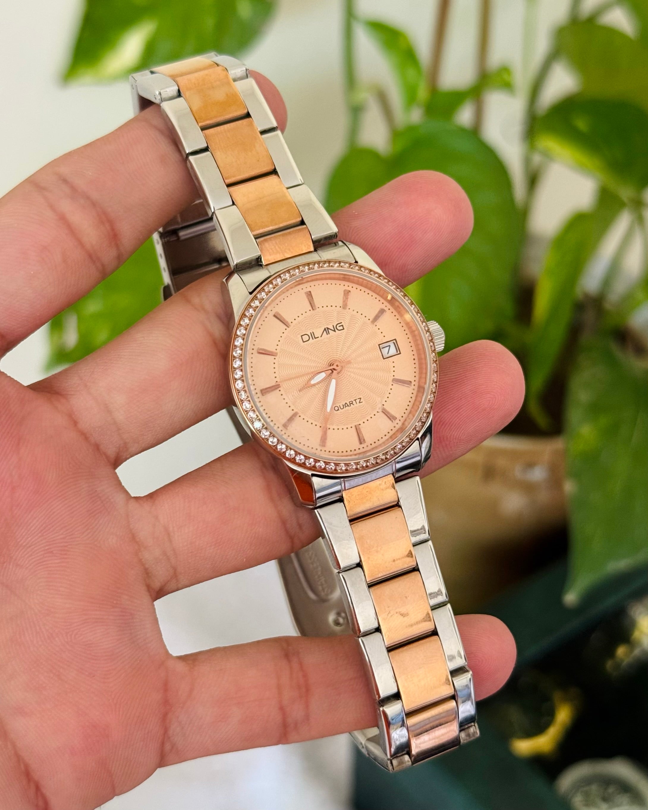 Two Tone Date Just Stainless Steel Watch