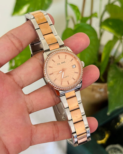 Two Tone Date Just Stainless Steel Watch