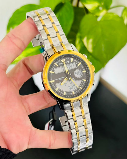 Two Tone Black Dail Waterproof Watch SW-15