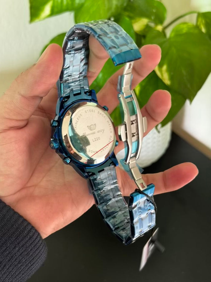 Blue Digital And Analog Waterproof Watch SW-08