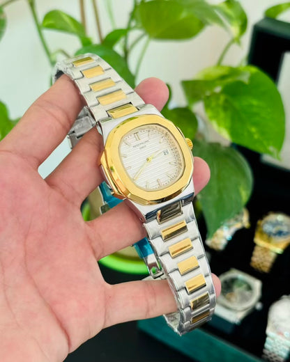 PP Date working white Chain Wrist Watch P-04