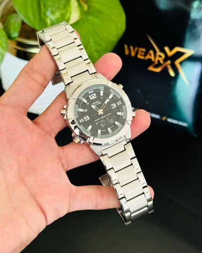 Digital & Analog Black Dail Waterproof Watch SK-01