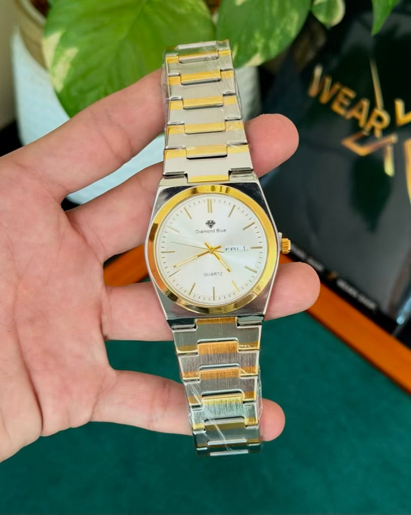 Diamond Two Tone with white | Day & Date | Waterproof Watch