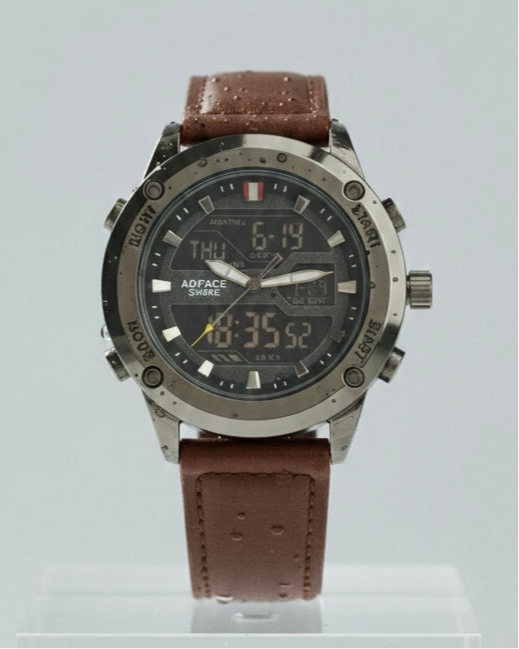 Brown Straps Black Dail Digital and Analog Watch AS-02