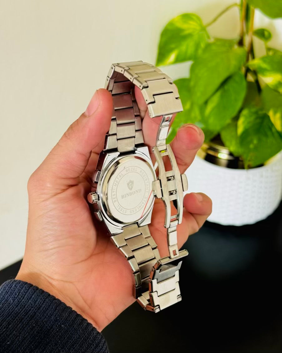 Silver With White Dail Chronograph-Waterproof Watch TS-06