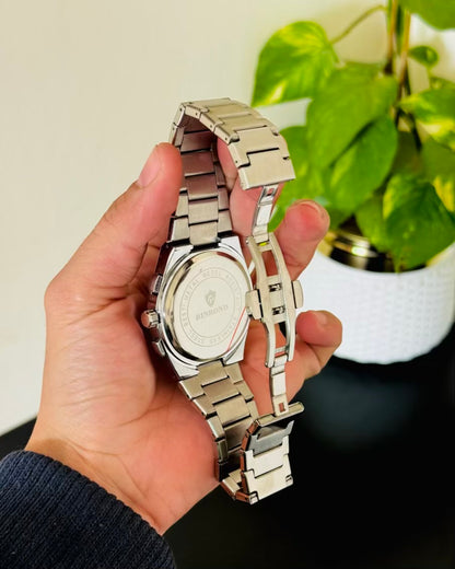 Silver With White Dail Chronograph-Waterproof Watch TS-06