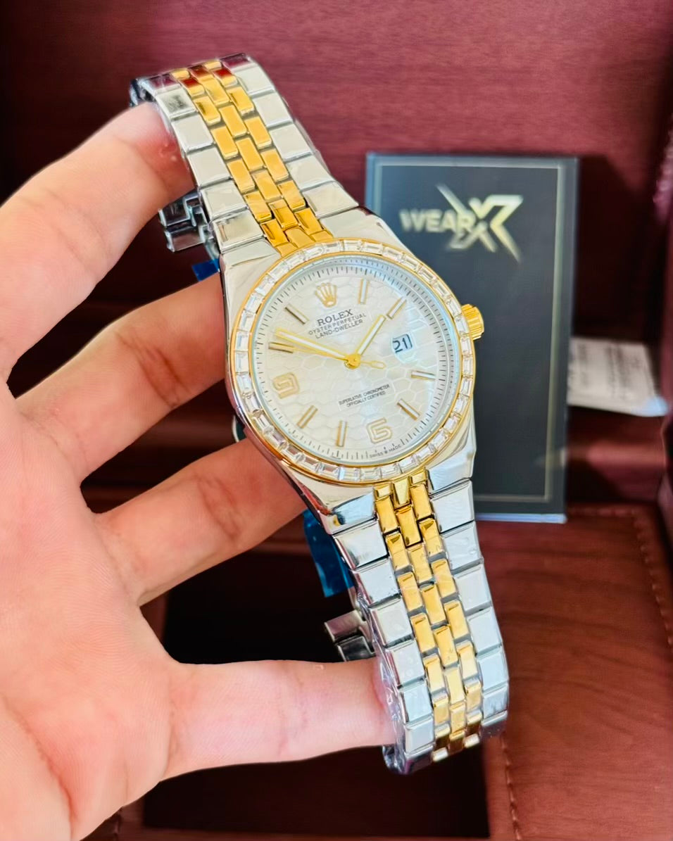 RLX Datejust Stainless Steel- Stone Dail Watch Rl-21