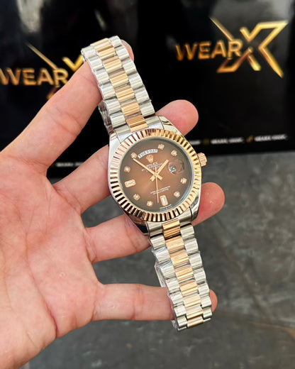 RLX Rose Gold Dail | Day & Date Working with Taj Lock Rl-17