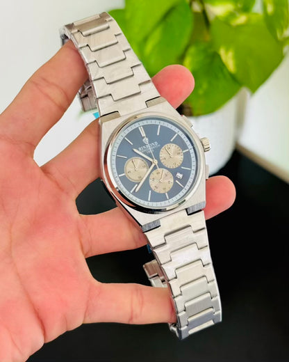 Silver With Blue Dail Chronograph-Waterproof Watch TS-04