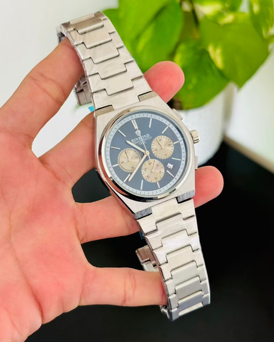 Silver With Blue Dail Chronograph-Waterproof Watch TS-04