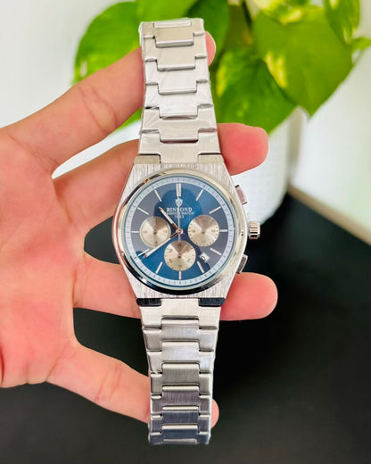 Silver With Blue Dail Chronograph-Waterproof Watch TS-04